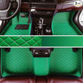 KaiLaiCarCustom Automotive Car Floor Mats for 99.99% Sedan SUV Sports Car Men Women Protection Full Coverage Pads Anti-Slip Leather Floor Lining… (Green Mat Beige Line)