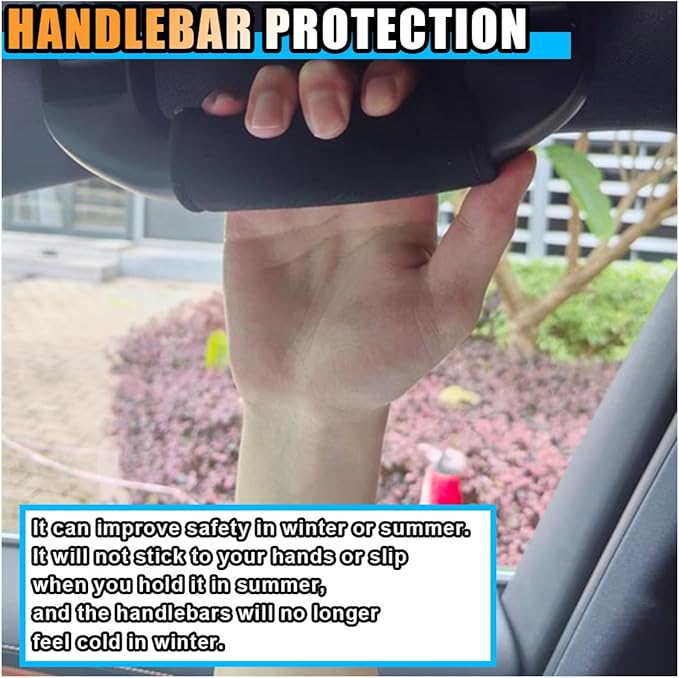 2PCS Car Inside Door Handle Protector, Colorful Soft Fluff Car Pull Handle Cover, Anti-Scratch Grab Handle Wrap, Car Interior Decoration Accessories for Women Men (Black)