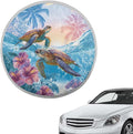 Tropical Steering Wheel Sunshade for Car Sea Turtle Car Rudder Sun Cover Foldable Steering Cover 17 Inch Fit Most Car SUV Van Summer Essential Gift for Friends