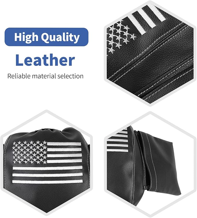 RT-TCZ Center Console Armrest Cover for Jeep Wrangler JK JKU 2011–2017, Black Leather Armrest Pad Protector with Storage Pocket, Scratch-Resistant & Waterproof, American Flag