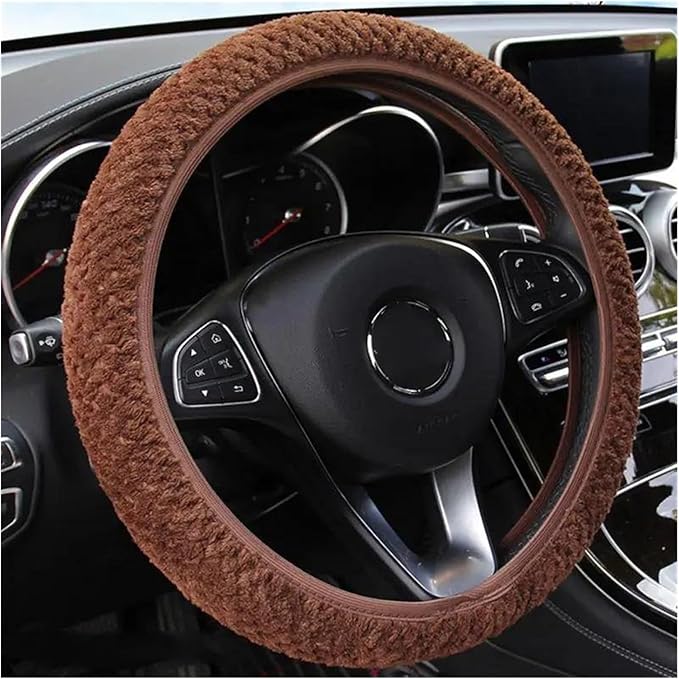 Car Accessories Steering Wheel Cover Non-Slip Fashionable Winter Little Velvet Without Inner Ring Plush Car Wheel Cover (Color : 3)