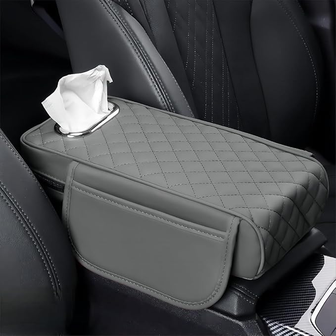 Car Center Console Cover for Lexus is Sedan is 200t /is 250 /IS300 /is 300H /IS300 AWD/is 350 Sport, Leather Car Arm Rest Cover, Car Armrest Cushion with 2 Storage Bags Car Center Console Armrest Pad