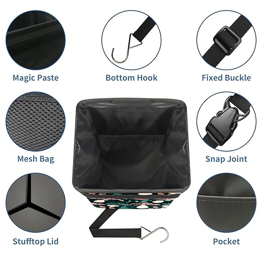 GVGHIDZ Car Trash Can – Multi-Purpose, Lightweight and Portable with Durable Water-Resistant Coating, No Installation Required, Practical and Ample Capacity, Variety of Colors.Mushroom