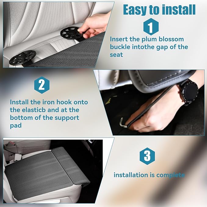 JOJOCY Car Seat Leg Extender Support Cushion, Upgraded Leather & Memory Foam Leg Rest Pad for Drivers, Office Chairs, Buses, Trains, Universal Fit, Breathable, Anti-Slip