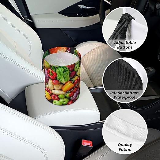 Funny Vegetable Car Trash Can Garbage Cans Foldable,Cute Hanging Car Organizer and Storage Bag Leak Proof, Auto Back Seat Trash Bin Universal for Truck, SUV, Outdoor Travel
