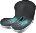 KAYI Memory Foam Seat Cushion with Lumbar Support Pillow One Piece, L-Shaped Ergonomic Design for Back Pain Relief, for Car, Truck and Office Chair (Black+Grey)