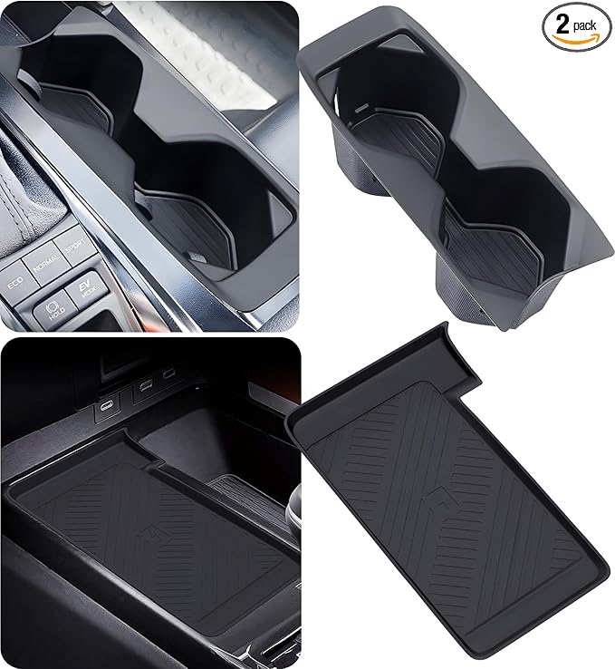 Cup Holder Insert & Wireless Charging Pad Protector Compatible with Toyota Camry 2026 2025, Center Console Cup Holder & Wireless Charging Mat for 2025 2026 Camry Accessories, Black