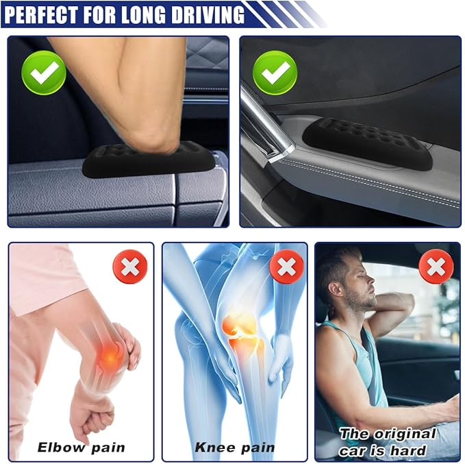 Arm Rest Elbow Pads for Car, Car Elbow Memory Foam Rest Pads, Removable Elbow Support Pad, Universal Car Center Console Armrest Cushion for Relieve Elbow Pain (2PCS)