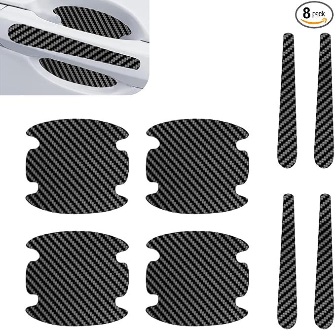 8 PCS Car Door Handle Protector Stickers, Anti-Scratch Door Bowl Paint Guard Stickers, Self-Adhesive Car Doors Paint Protective Film, Universal for Most Cars (Carbon Fiber)