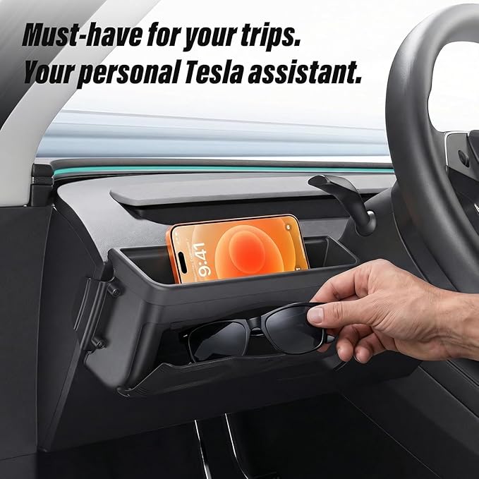 Topfit Dashboard Organizer for Tesla Model Y Multifunctional Storage Box Sunglasses Glove Box Organized Accessories for Tesla Model Y (2025-2026)