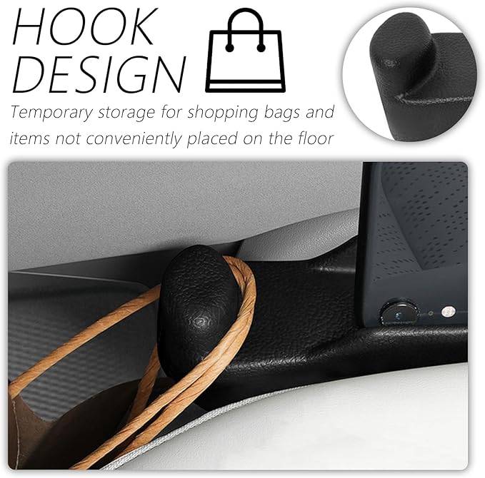2PCS Car Seat Gap Filler Organizer with Side Hooks + Grooves,3 in 1 Car Seat Side Gap Filler for Filling Crevices and Storing Items,Updated No Drop Seat Guard Vehicle Accessories (Black)