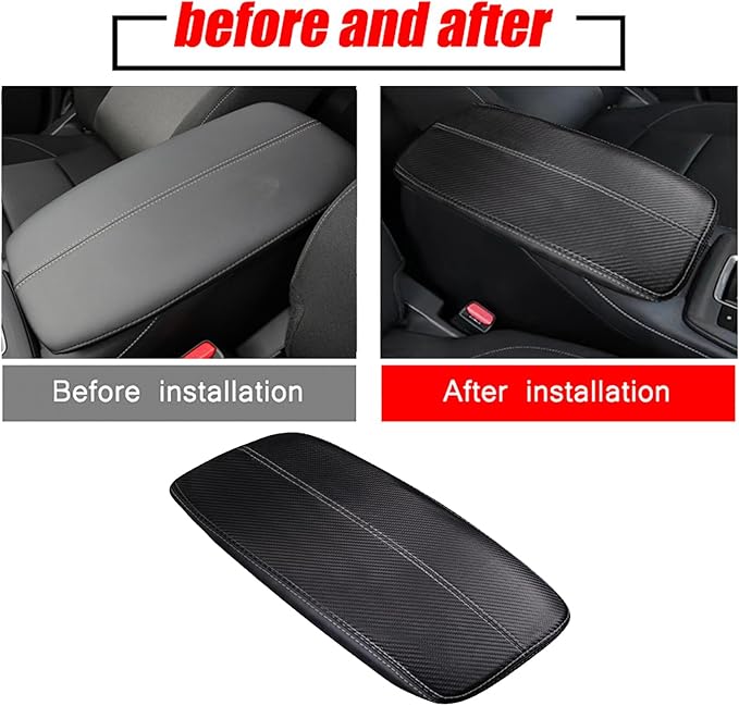 Center Console Armrest Cover for Mazda CX30 2020 2021 2022 2023 2024 2025 2026, Center Console Cover, Car Arm Rest Covering Anti-Scratch Arm Rest Cushion Pad,Black+White line