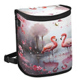 MNSRUU Car Trash Can with Lid, Flamingos and Flowers Car Trash Bag Hanging Organizers and Storage for Front Back Seat, Leak-Proof Trash Bin