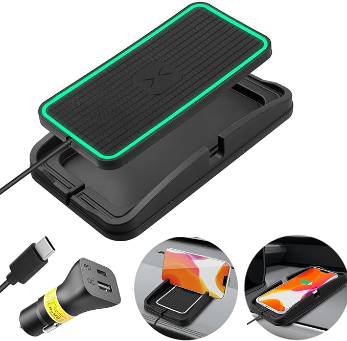 Wireless Charger Car Fast Charging pad,POLMXS 15W Wireless Phone Charger Cell Phone Cordless Flat Charging mat Compatible with iPhone 11/12/12/14/15 Galaxy S21/S22/S23/24 NOTE10(XP01)
