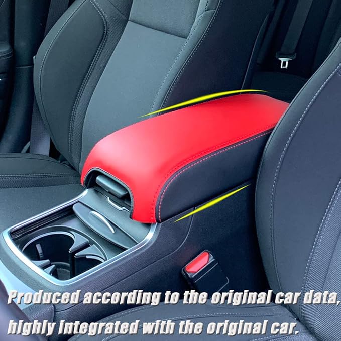 BOYUER Center Console Cover Armrest Leather Pad Cover Compatible With Dodge Charger 2011-2023/Chrysler 300 2015-2023（Blue and Black Neoprene）