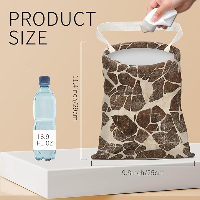 BEAKND Hanging Car Garbage Bag, Cute Car Trash Can Bag, Automotive Accessories for Women Men Cute Brown Cow Print