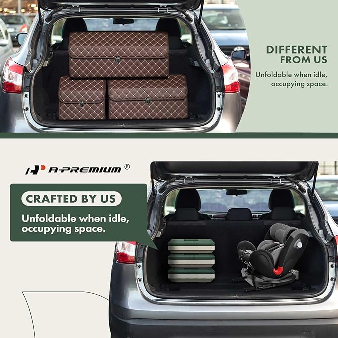 A-Premium Multifunctional Foldable Trunk Organizer and Storage Box Portable Car Storage Box with Waterproof Bag Heavy-Duty Container 45L 47-Quart for Camping, Picnic, Home, Garage box, etc