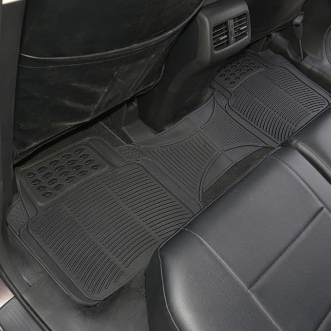 Motor Trend Premium All Weather Rubber Floor Mats for Cars SUV Trucks, Heavy Duty Universal Fit Trim to Fit Protection Floor Liners Front Rear Set Non-Slip (2 Front Floor Mats, 1 Rear Floor Mat)