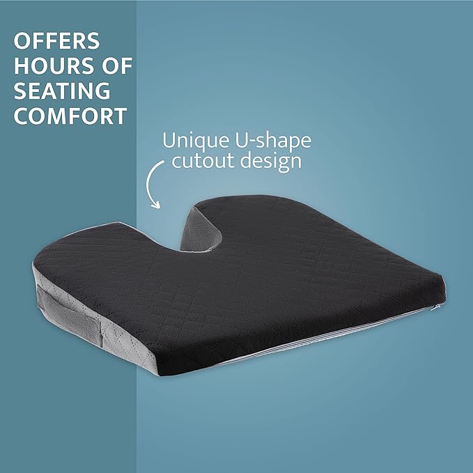 Kölbs Car Seat Cushion Truck Driver Cushion, Wedge Seat Cushion with Cutout for Coccyx Tailbone Pain Relief, Stylish Chic Jacquard Cover