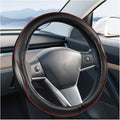 Car Steering Wheel Cover, 14.5-15" Leather Anti-Slip Sport Style Vehicle Steering Wheel Protector, Breathable Auto Interior Protection Accessories, Universal for SUV Van RV (Black)