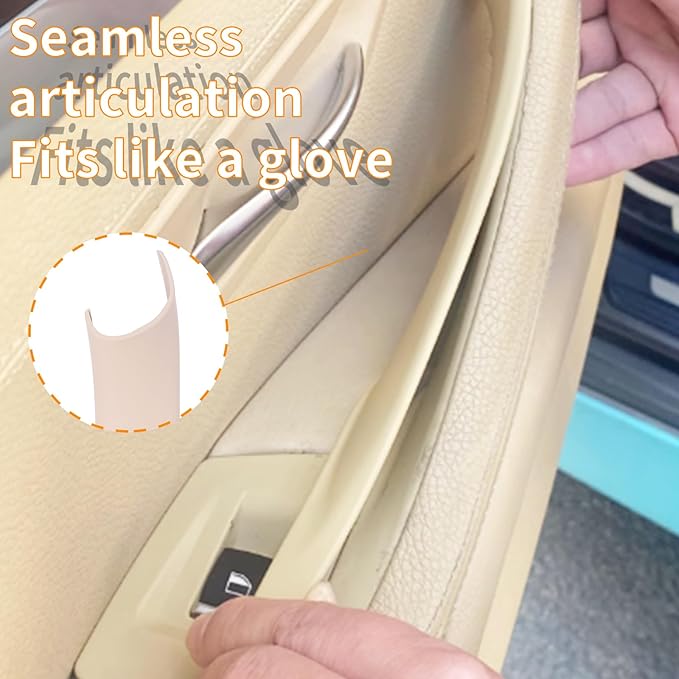 7pcs No-Remove Interior Door Pull Handle Sticky Cover for BMW 5 Series F10/F11 520,523,525,528,530,535 (2010-2016) Fits Driver & Passenger Side Window Switch Armrest Panel (Beige)