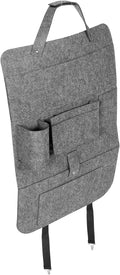 Car Backseat Hanging Storage Bag Felt Seat Organizer with Kick Protection Medium Gray Small Pouch for Vehicle Interior and Travel