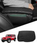 TBHOO for Jeep Wrangler JK JKU 2011-2017 Center Console Cover Armrest Cover Jeep Accessories Arm Rest Pad Console Cushion Lid Black Leather with Pockets