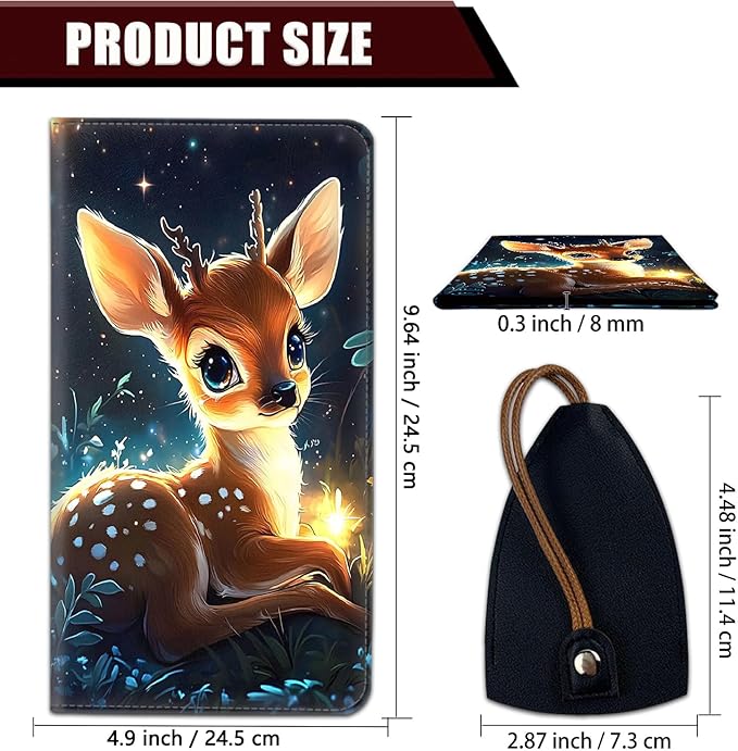 Car Registration Holder, PU Leather Vehicle Glove Box Organizer for Driver License, Document, Car Insurance Holder with Magnetic Shut, Auto Paperwork Wallet Case Accessories, Baby Deer Pattern