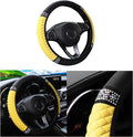Bling Car Steering Wheel Cover, 15 Inch Rhinestones Soft Leather Elastic Steering Wheel Protector, Sparkly Crystal Diamond for Women Girls, Car Interior Accessories for Most Cars (Yellow)