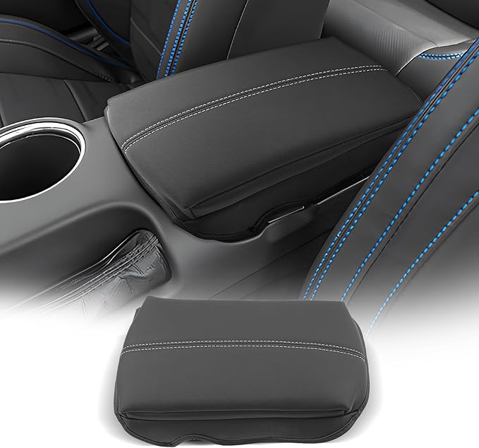 CDEFG for Ford Mustang 2024-2025 2026 Center Console Cover Armrest Box Cover for Mustang 2024 2025 2026 Accessories Console Arm Rest Protector Thickened White Line