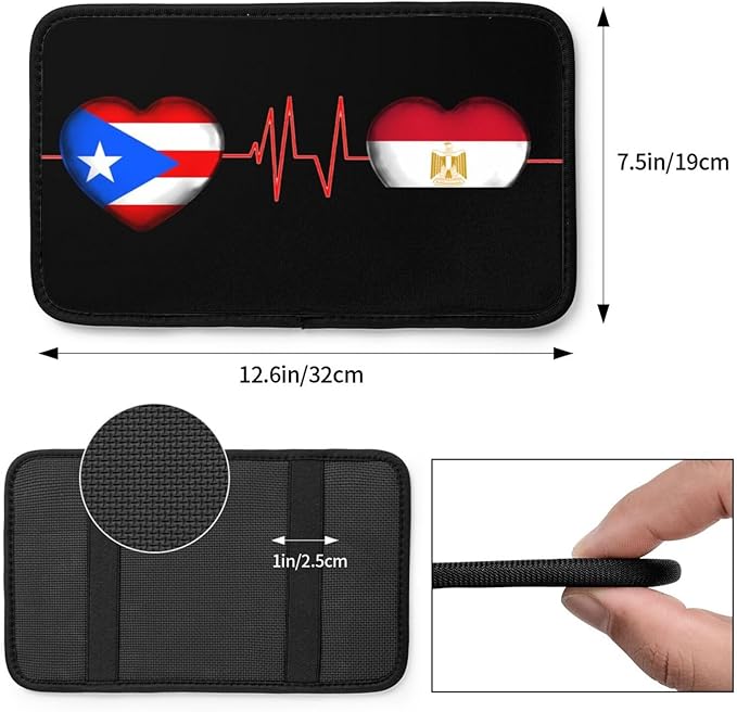Auto Center Console Pad Puerto Rico Porto Rico Puerto Rican and Egypt Egyptian Flag Be of one Mind Car Armrest Cover Armrest Seat Handrail Box Cover Cushion Universal Decoration Protector Accessories