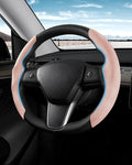 Shademax Custom-Fit for Tesla Steering Wheel Cover, Tesla Model Y / 3 2017-2025 2026 (Fit Model Y Juniper 2026/ Model 3 Highland) Suede Steering Wheel Cover for Tesla Model Y / 3 Accessories (Pink)