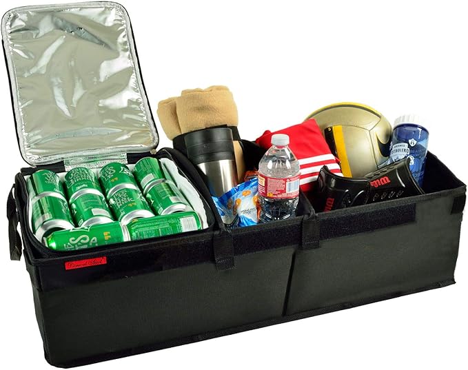 Picnic at Ascot Heavy Duty Rigid Base Trunk Organizer with 28 Can Capacity Leak Proof Cooler- Adjustable Dividers - 30" wide x 15" deep - Designed & Quality Approved in the USA