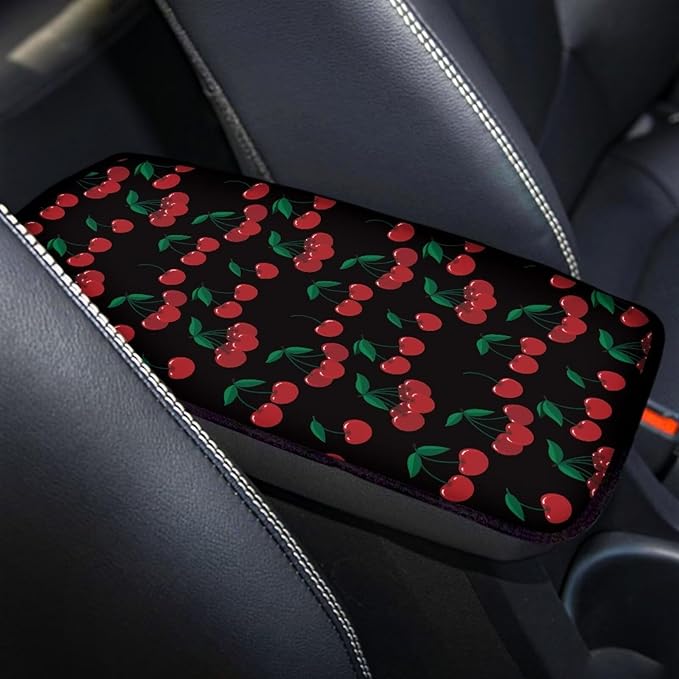 Horeset Cherry Center Console Armrest Cover for Men Women, Anti-Scratch Car Arm Rest Cover Pad Accessories Interior Decor