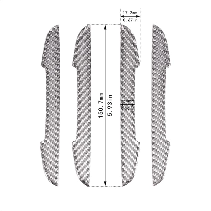 4Pcs Universal Real Carbon Fiber with 2mm Twill Woven Texture Door Edge Guard Paint Scratch Bumper Protector Anti Door Slam Silver Protective Pad Sticker Film for SUV Truck