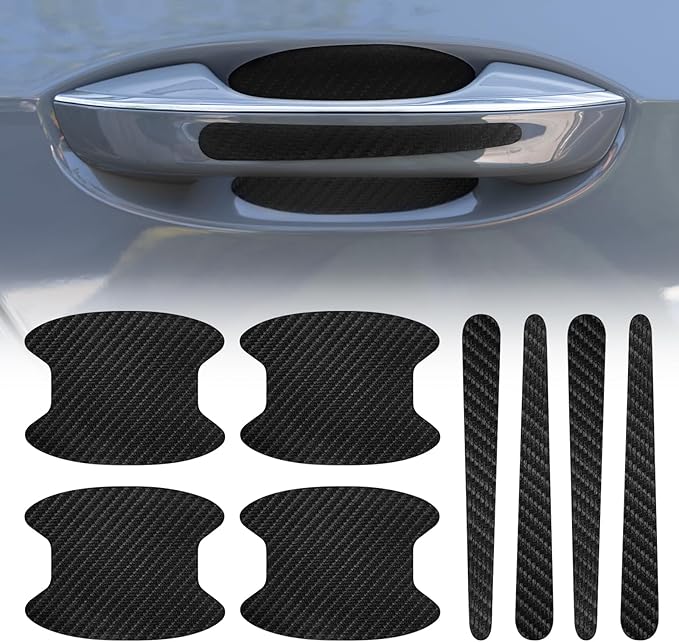 8 Pcs Car Handle Stickers, Carbon Fiber Cup Protectors, Universal Auto Handle Film, Anti-Scratches Stickers for Most Vehicles