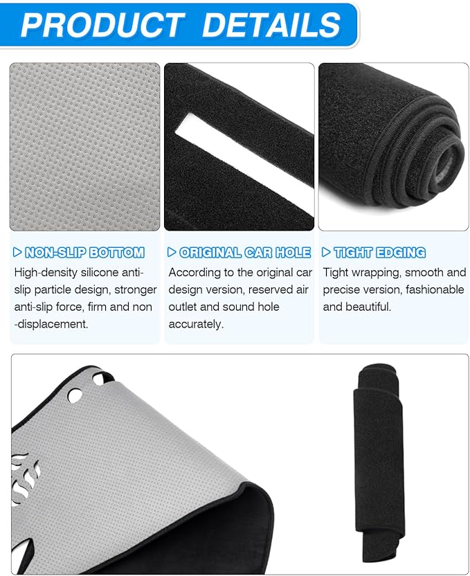 Cartist Dash Cover Compatible with Ford Edge 2015-2022 2023 2024 2025 Accessories Dashboard Cover Mat Non-Slip Carpet Sunshield Glare UV Rays Protector