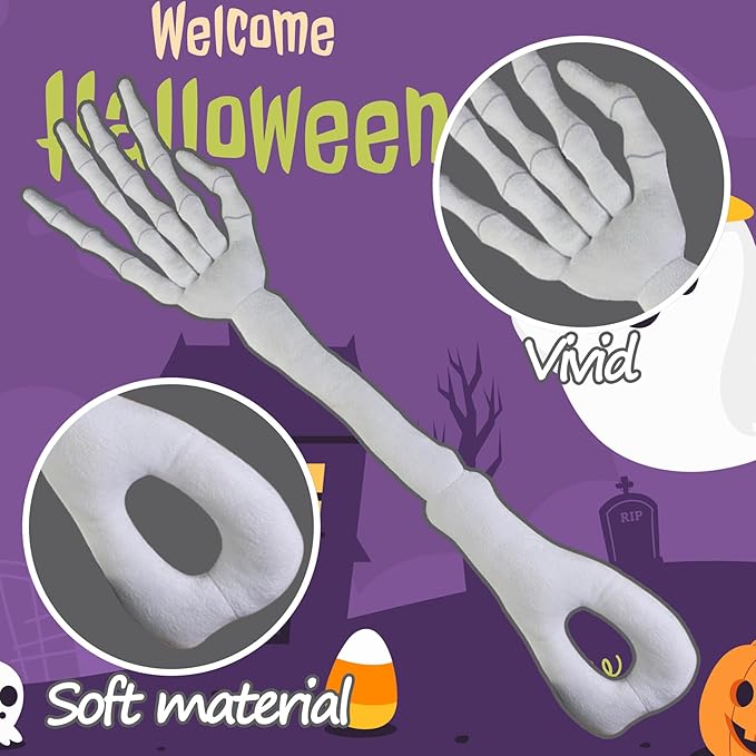 Oulores No Drop Seat Guard 2PCS Halloween Skull Arm Car Seat Gap Filler Car Seat Side Gap Filler Between Car Seat Catcher for All Cars (White)