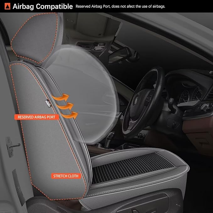 DISUTOGO Front Seat Covers Fit for Nissan Sentra 2008-2025 2026 Waterproof Faux Leather Automotive Cushion Protector Car seat Covers Compatible Airbag(2 Seats, Grey)