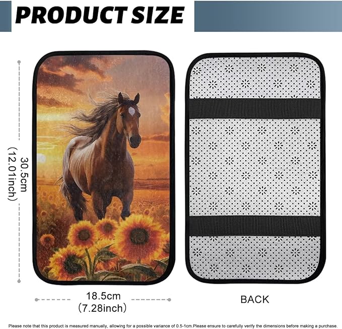 Bulopur Horse Print Car Console Covers Armrest Console Cover Flannel Thickened Cover Protec Car Center Console Cover Accessories Universal Car Interior Accessories Car Arm Rest Cover