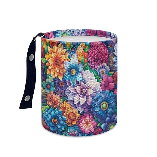 Brosoneto Hanging Portable Car Boho Flower Print Multipurpose Car Accessories Interior Universal Collapsible Back Seat, Front Console, Floor, or Hanging Headrest Waste Basket