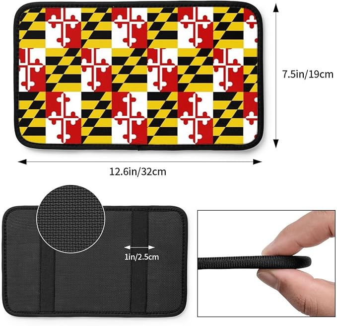 DORKEIXIA Maryland Flag Auto Center Console Armrest Pad Universal Car Center Console Cover Seat Box Cover for Sedan, Van, SUV, Truck Car Accessorie