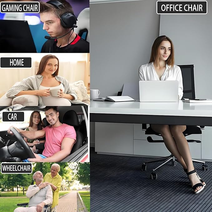 Seashell Memory Foam Truck Seat Cushion for Office Chair, Car Seat,Desk Chair,L-Shaped Back Support & Sciatica Relief & Tailbone & Coccyx Pain Relief for Long Sitting & Driving（Black&Grey