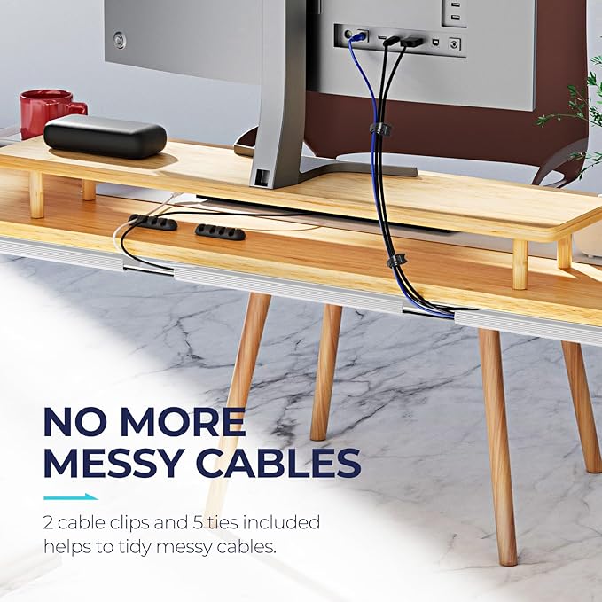 Delamu 2 Pack Safe 15.7in Tidy Cable Management Solution, Protect Kids Pets with Home Office Cable Management Under Desk, Cable Organizer, Cable Management Kit, Cord Organizer for Desk, White