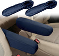 Smeyta 2PC Car Front Seat Armrest Covers,Universal Size Seat Arm Rest Cover,Flat Cloth Fabric Armrest Cover,Car Interior Accessories(Navy Blue,1Pair)