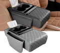 AHFBF Multifunctional Pu Leather Car Armrest Box Mat, Armrest Box Pad for Car, Leather Car Armrest Box Pad with Cup Holders, Car Armrest Box Mat, 5-in-1 Car Center Console Cover (Gray)