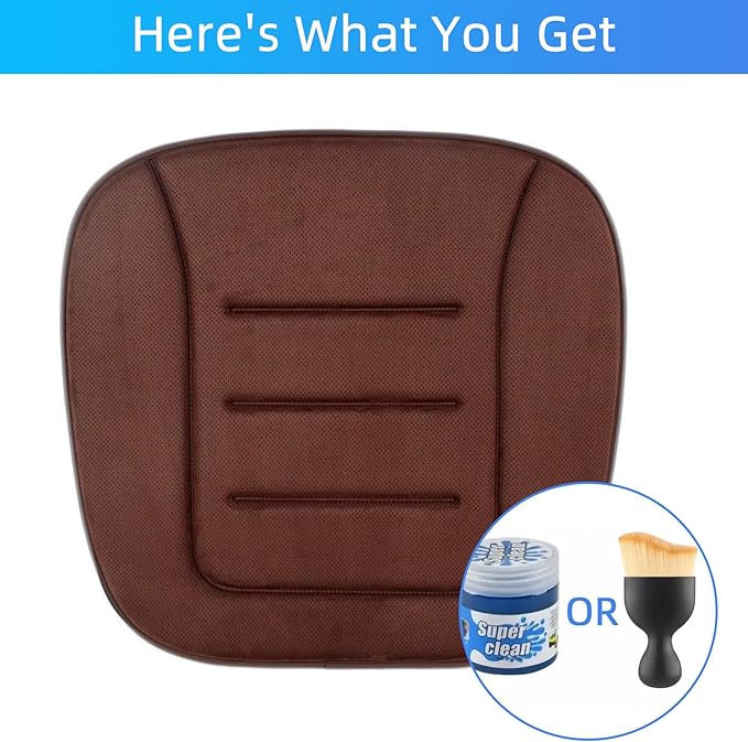 KAYI Car Seat Cushion, Memory Foam Car Seat Cushion, Anti Slip Rubber Bottom Car Seat Cushions for Driving, Suitable for Car and Office Chairs (2 Pack, Brown)