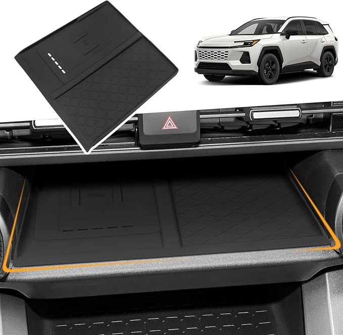 Wireless Charging Anti-Slip Pad Fit for Toyota RAV4 2026 Accessories,XSE GR Sport Hybrid Limited XLE Woodland,Silicone Center Console Tray Liner