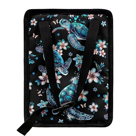 Sea Turtle Car Trash Bags Hanging Automotive Car Garbage Cans for Front Seat Tropical Flower Multipurpose Car Garbage Bin with Adjustable Straps Reusable Auto Trash Bin Garbage Bags