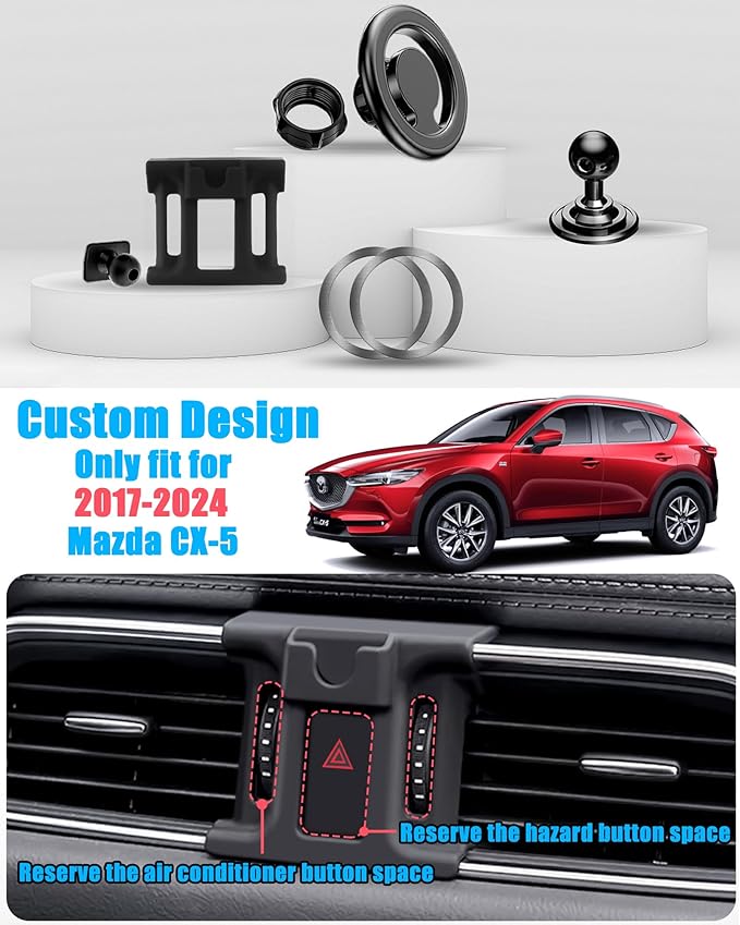 Car Phone Holder, Air Vent Phone Holder, Car Mount for Mazda CX5 2017-2024, Magsafe Magnetic Navigation Stand Fit for iPhone 17 16 15 14 13 12 Pro Max Plus Mini, Magsafe Case, All Phones